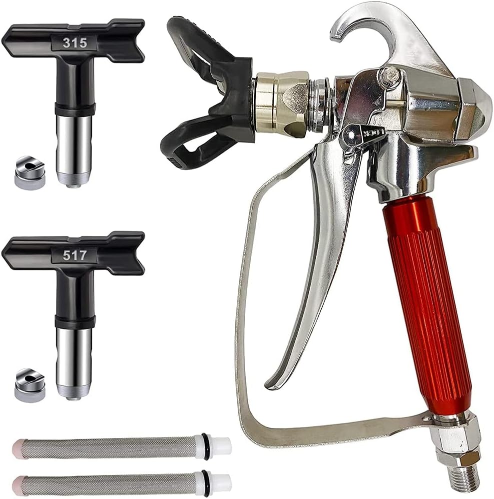Airless-farbspritzgerät Mit 2 Farbdüsen (315, 517) Und Düsenschutz + 2 Airless-filter Für Pumpspritzgeräte