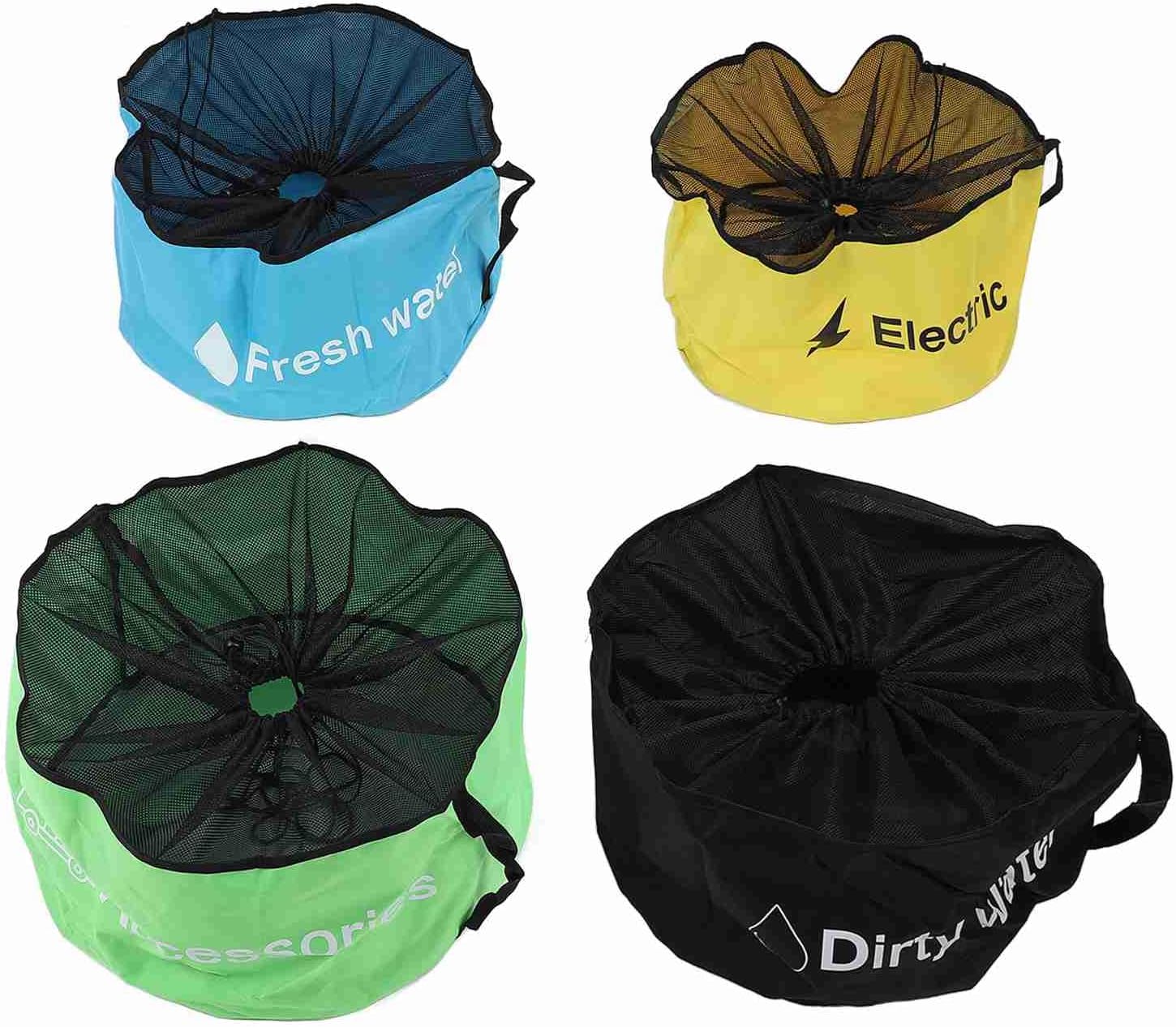 Set Mit 4 Aufbewahrungstaschen Für Campingschläuche, 600d Oxford-gewebe, Atmungsaktive Oberseite Mit 4 Farbcodierten Gummietiketten Für Zubehör