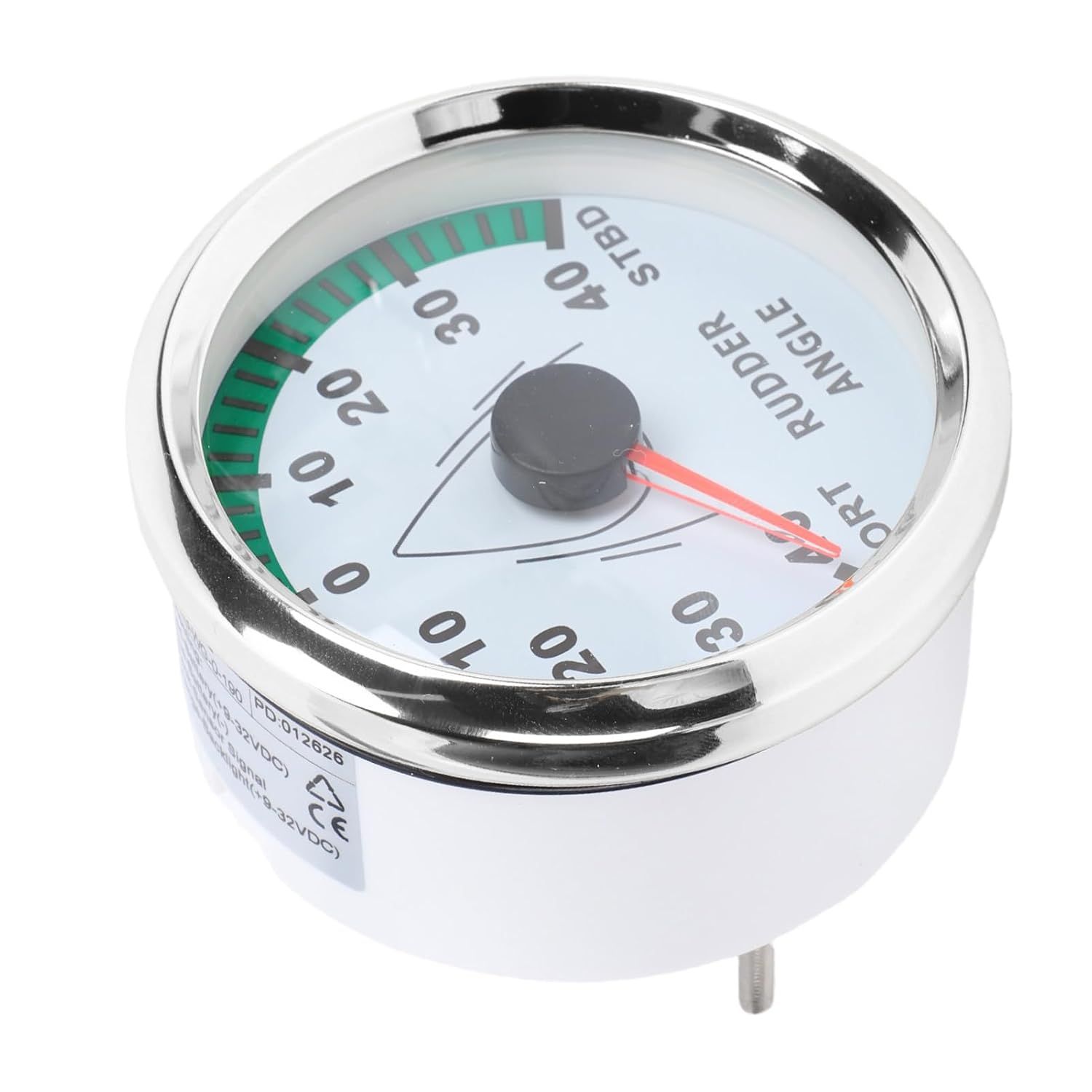 Ruderwinkelanzeiger Für Boote Und Yachten, 85 Mm, 0–190 Ohm, Ip67, Abgedichtet, Mit Roter Hintergrundbeleuchtung, Schrittmotor, 9–32 V (weißes Zifferblatt, Silberne Lünette)