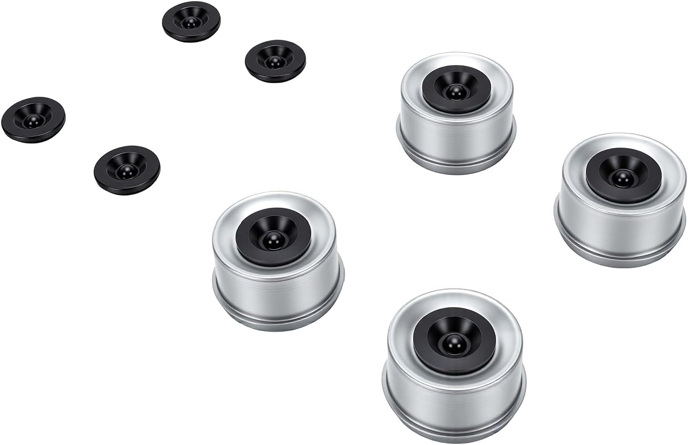 Satz Mit 4 Staubschutzkappen Für Anhängerachsen, 6,2 Cm, Verzinkter Kohlenstoffstahl Mit Gummikappen, Passend Für Die Meisten Naben Von 5.200 Bis 6.000 Pfund