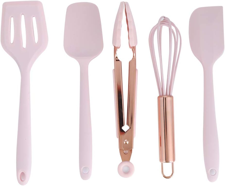 5-teiliges Küchenhelfer-set Aus Silikon, Antihaftbeschichtete Kochutensilien Mit Hitzebeständigem Silikonspatel, Schaber Und Schneebesen Zum Rühren Und Schlagen