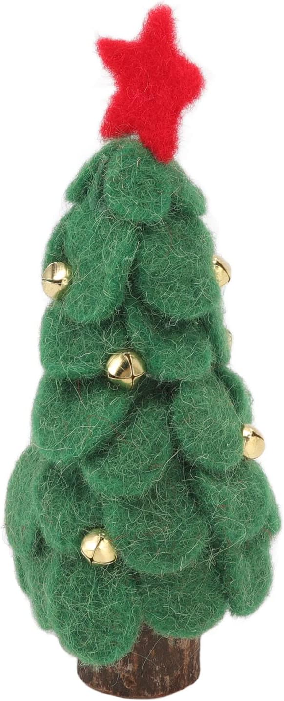Weihnachtsbaum Aus Wollfilz Mit Holzsockel, Kleine Wiederverwendbare Baumdekoration Für Fenster Oder Zuhause
