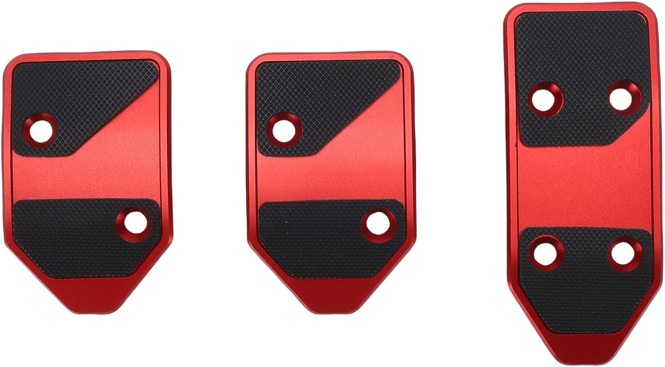 Rutschfeste Aluminium-pedalabdeckungen, Gas-, Kupplungs- Und Bremspedalauflagen, Schwarze Gummieinsätze Für Autos, 3 Stück Cmb0135 (rot)