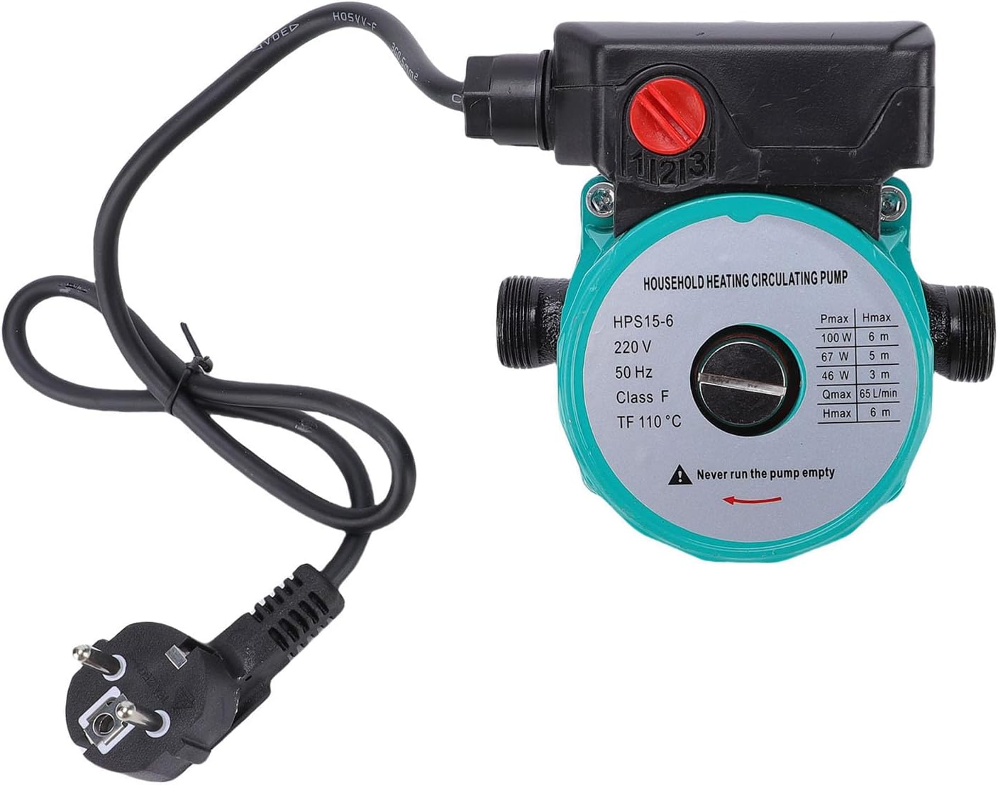 Warmwasserzirkulationspumpe 65 L/min, 3 Geschwindigkeitsstufen 46 W–100 W