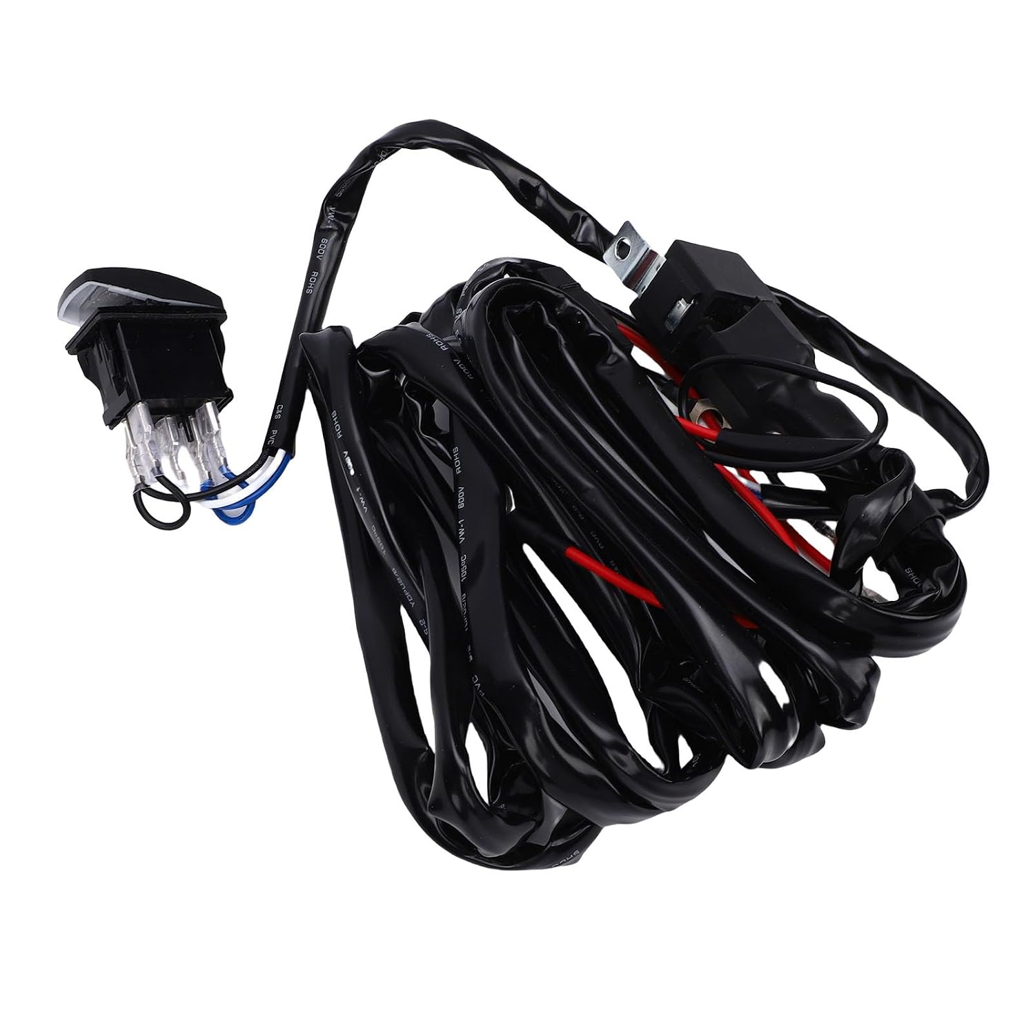 Beleuchtungssteuerungs-verkabelungsset, Robustes 160-w-beleuchtungs-peitschenkabelset, 16awg-draht, Wippschalter, Sicherungsrelais Für Suv, Utv, Atv, Rzr