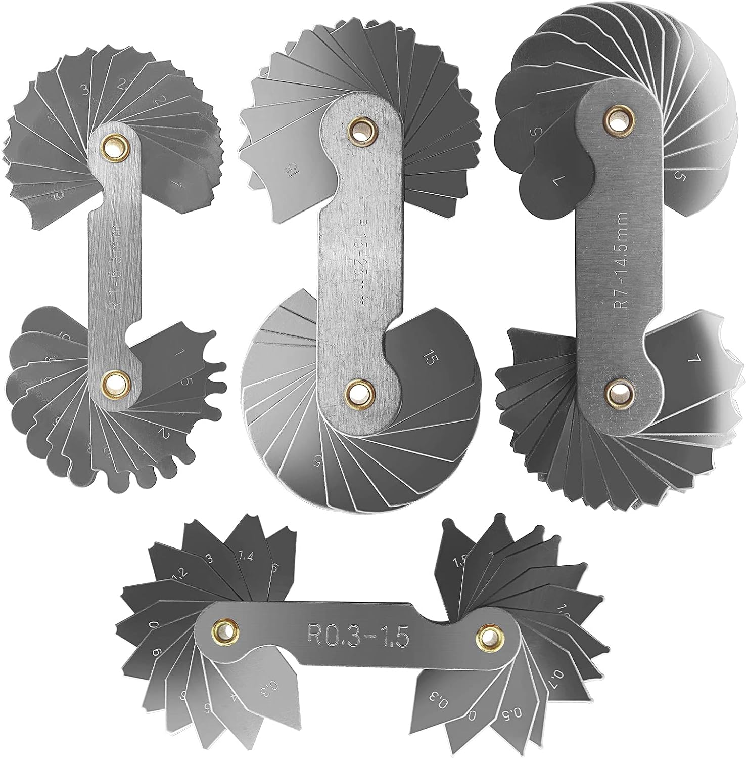 4-teiliges Gewindelehren-set Aus Edelstahl Mit Radius R0,3-1,5/r1-6,5/r7-14,5/r15-25 Für Werkzeug- Und Formenbauer