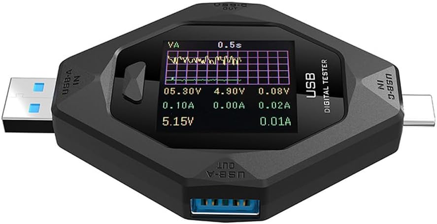 Multifunktionales Digitales Usb-c-leistungsmessgerät Mit Spannungs- Und Strommessung, 1,44-zoll-lcd-display, Zum Testen Von Ladekabeln Und Mobilen Stromquellen, Schwarz