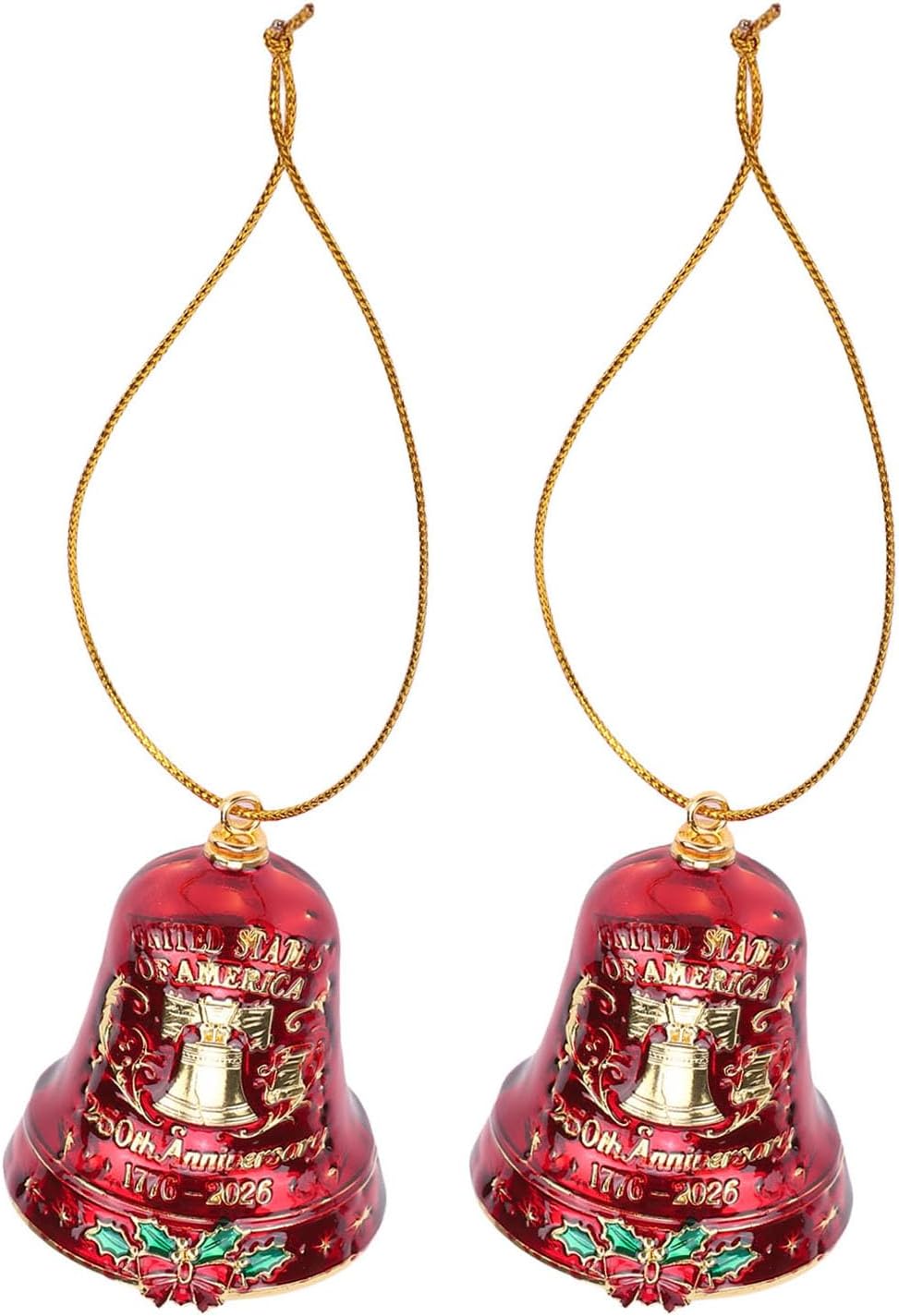 Christbaumschmuck Zum 250-jährigen Jubiläum, 2 Stück, Rot-goldene Metall-hängedekoration Für Die Weihnachtsbaumfeier
