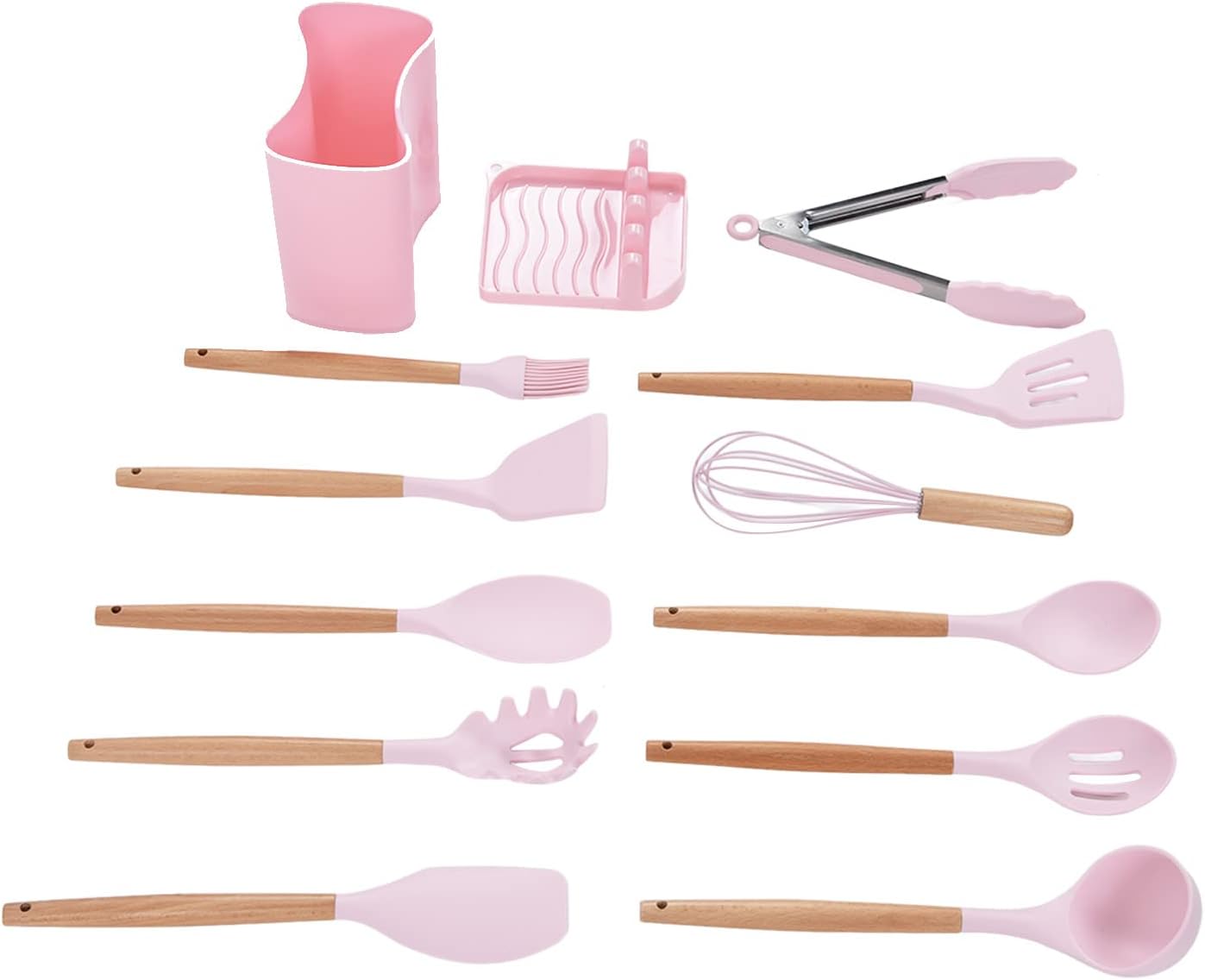 Küchenutensilien-set Aus Rosa Silikon Mit Griffen
