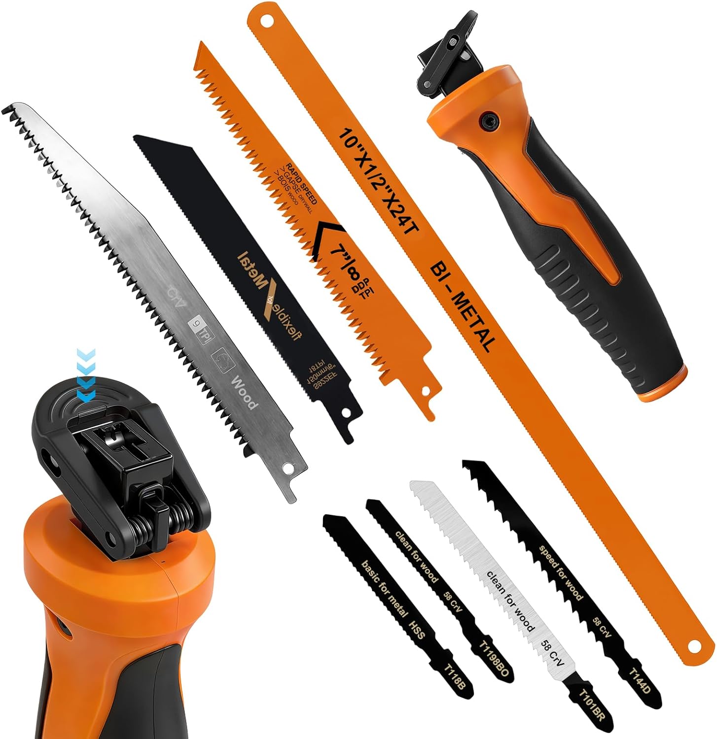 8-in-1 Bügelsäge, Multifunktionale Mini-handsäge, Selbstverriegelndes Design Und Ergonomischer Griff, Zum Schneiden Von Holz, Kunststoff Und Sperrholz