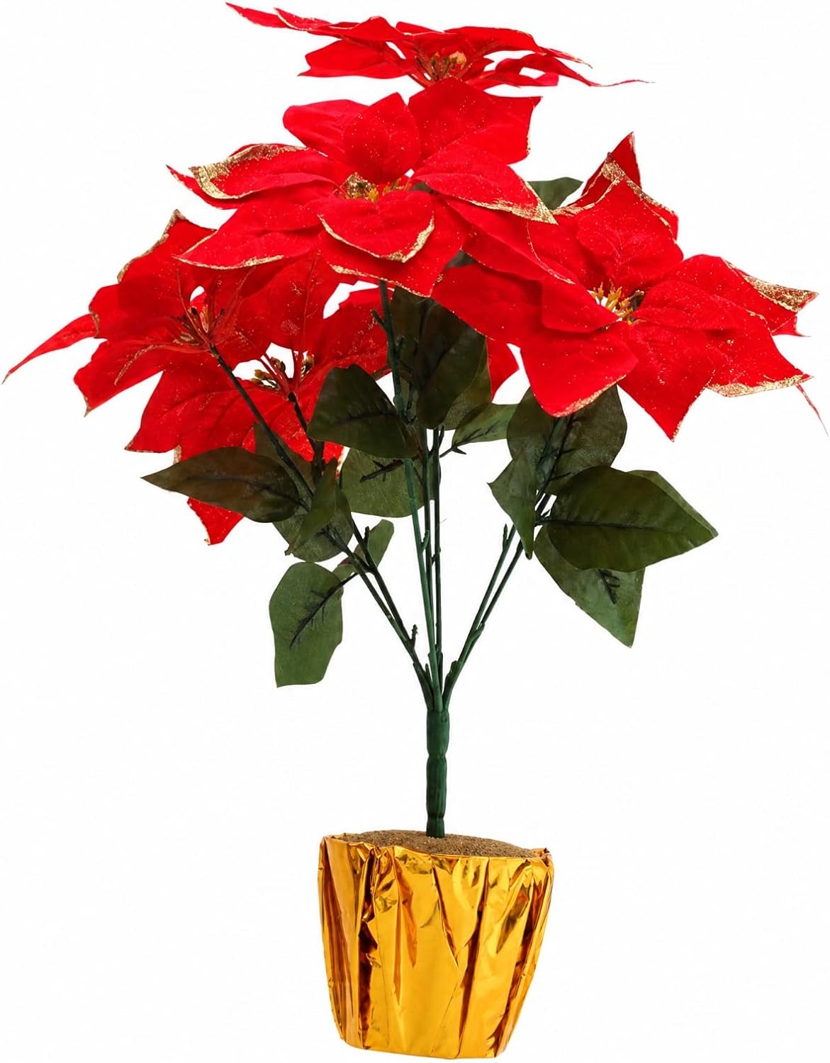 Künstlicher Weihnachtsstern Im Topf, Poitia-stern, Festlicher Künstlicher Weihnachtsstern, Künstlicher Poitia-stern Für Kamin, Eingang, Büro