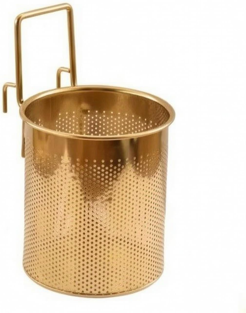 Hängender Chinesischer Fondue-schöpflöffel, Runder, Perforierter Schöpflöffel Mit Doppelhaken, Großes Modell, Gold, 10 × 11 Cm