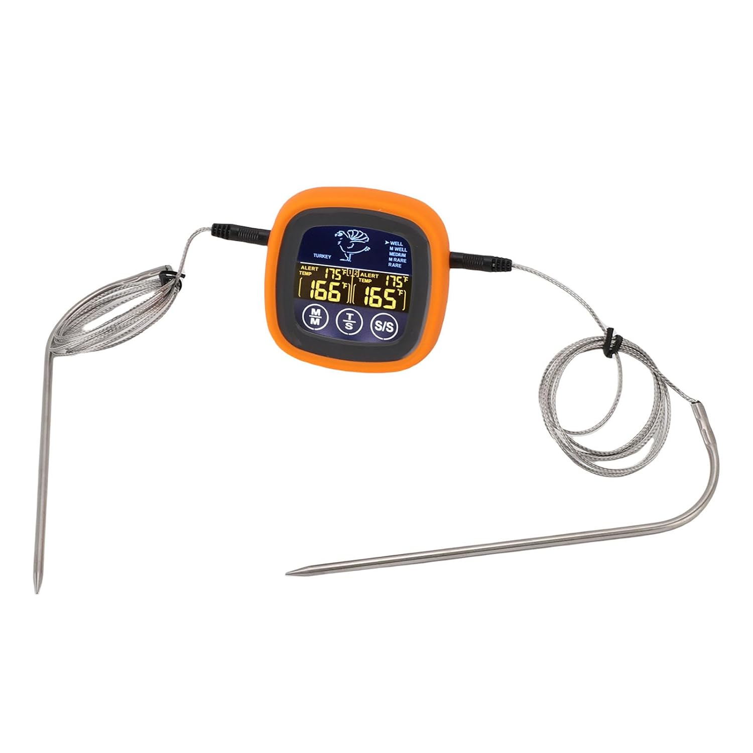 Digitales Grillthermometer, 2 Sonden, Touchscreen, Für
