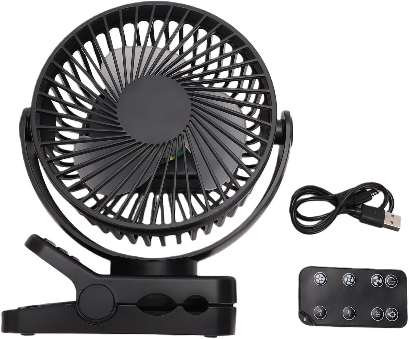 Wiederaufladbarer, Tragbarer Usb-ventilator, 12000 Mah, 360°-drehung, 3 Leise Geschwindigkeitsstufen, 3 Led-farben, Timer, Fernbedienung Für Cami (schwarz)