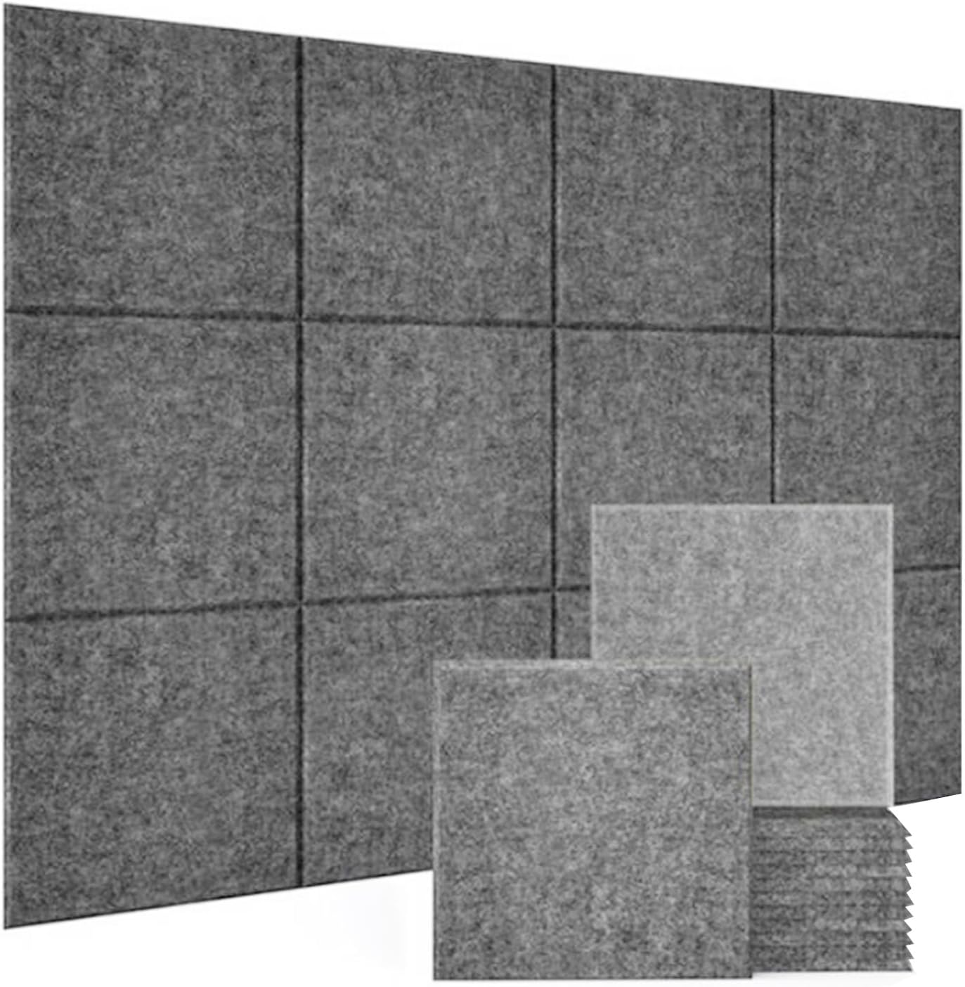 18er-pack Selbstklebende Akustikpaneele, 12x12 Fliesen (grau)