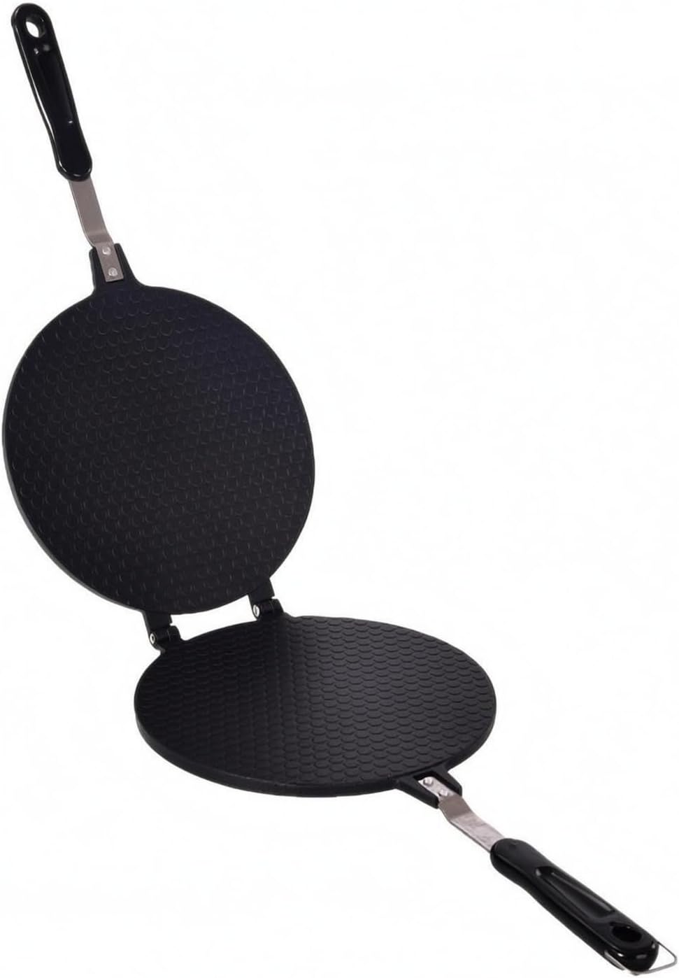 Doppelseitige Backform, Eierwaffelform, Rolldesign, Faltbar, Strukturierte Oberfläche, Stabiler Verschluss, Isolierte Griffe Zum Backen, Schwarz, 18 Cm