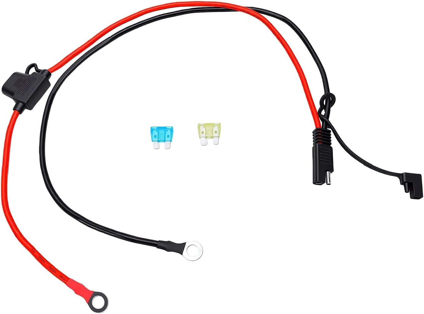 10awg 2ft Motorrad-steckverbinder, Schnellkupplungskabelbaum Mit Ringkabelschuhen Und Sae-stecker, 15a 20a Für Motorrad, Auto, Boot, Wohnmobil