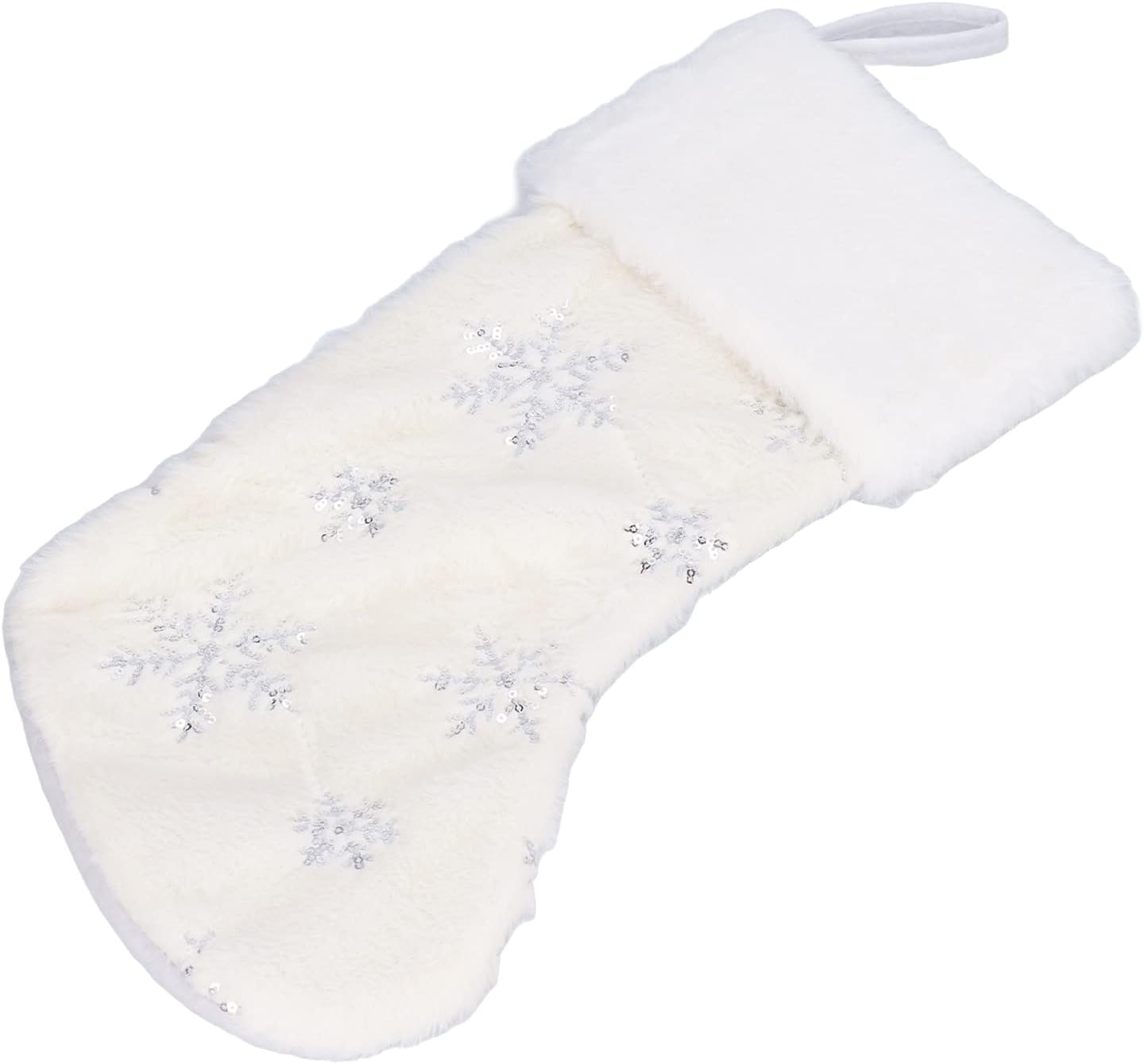 Weihnachtsstrumpf, 42 Cm, Schneeflockenstickerei, Für (silber)