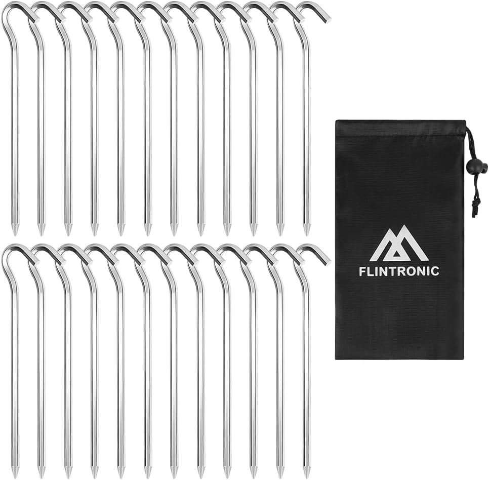 Zeltnägel, 24er-packung, Bodenanker Aus Aluminiumlegierung Mit J-haken, Tragbar, Rostfrei, Für Garten, Camping, Angeln Und Zelte – 23 Cm