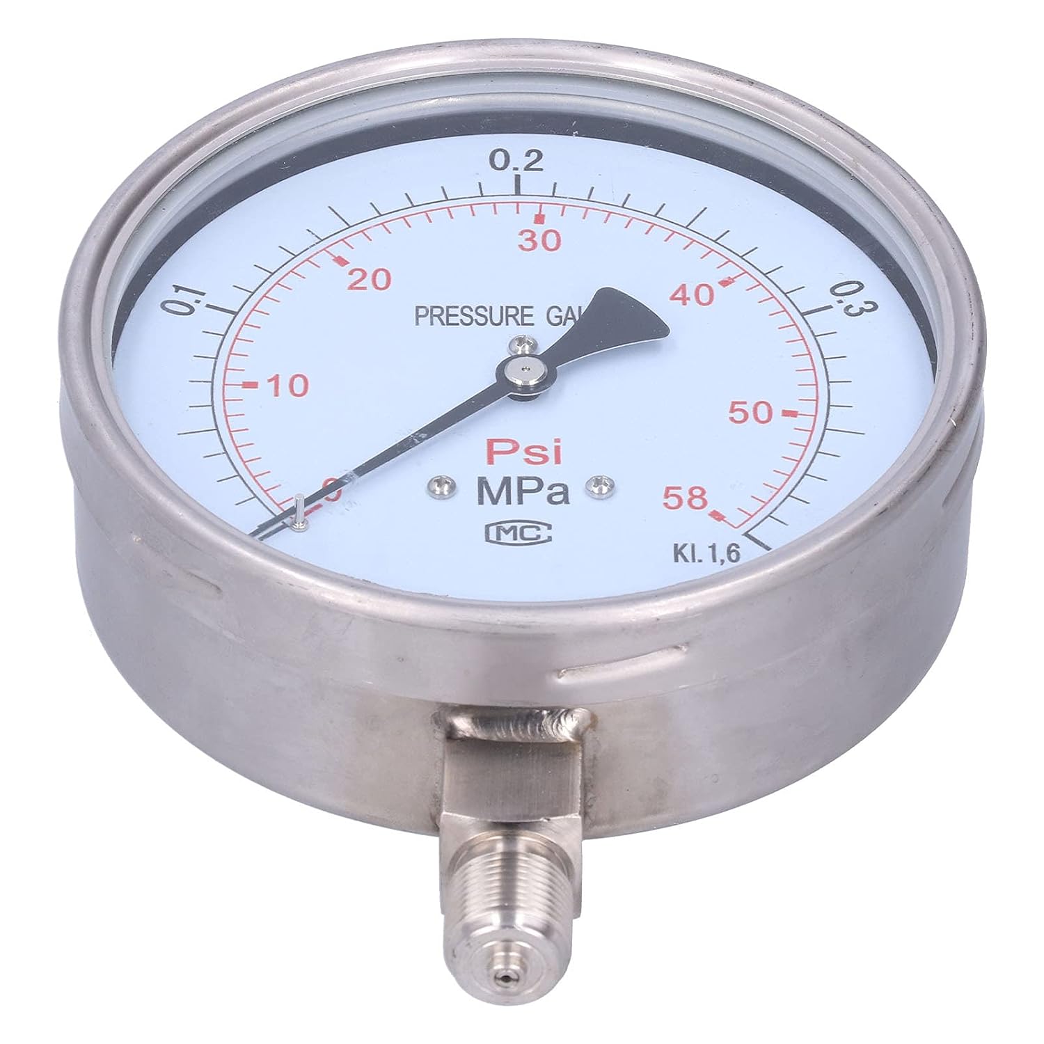 Industrielles Edelstahl-manometer, 0–0,4 Mpa Y-150bf