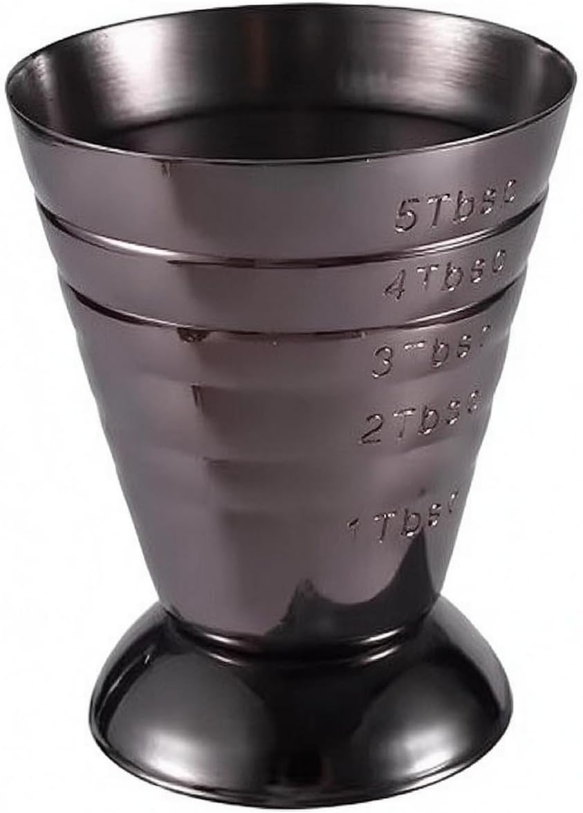 Jigger Cocktail-messbecher Aus Edelstahl 304 Mit Hochglanzpolitur, Gravierten Graduierungen Und Breitem, Stabilem Boden, Magic Jigger, Schwarz Verchromt