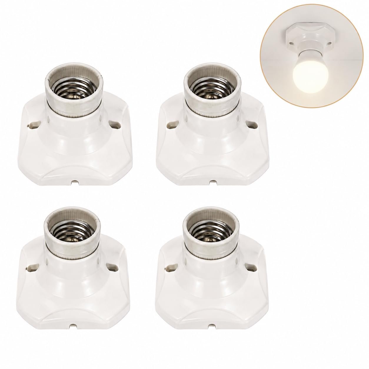 4-teiliges E27-keramik-deckenlampenfassungsset, Schraubfassung Für Deckenlampen (220–250 V), Weiße Lampenfassung Für Deckenventilatoren, Wandleuchten Und Led-beleuchtung