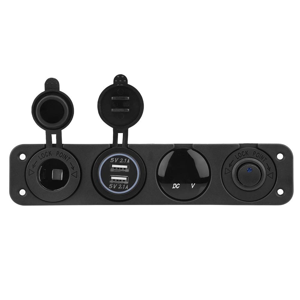 4-fach Usb-zigarettenanzünderbuchse Mit Voltmeter (blau)