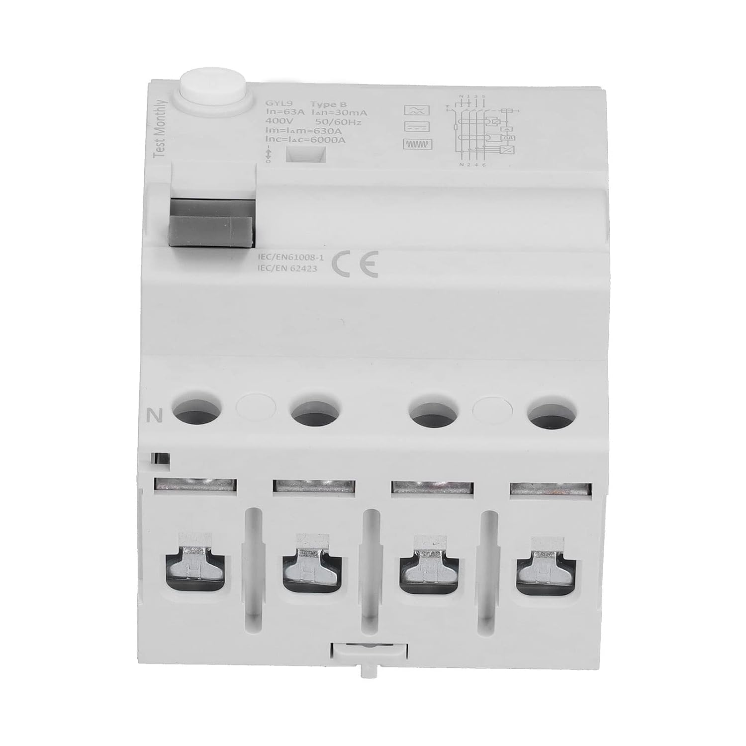 Fehlerstromschutzschalter, 4-polig, 63 A, 30 Ma, 400 V