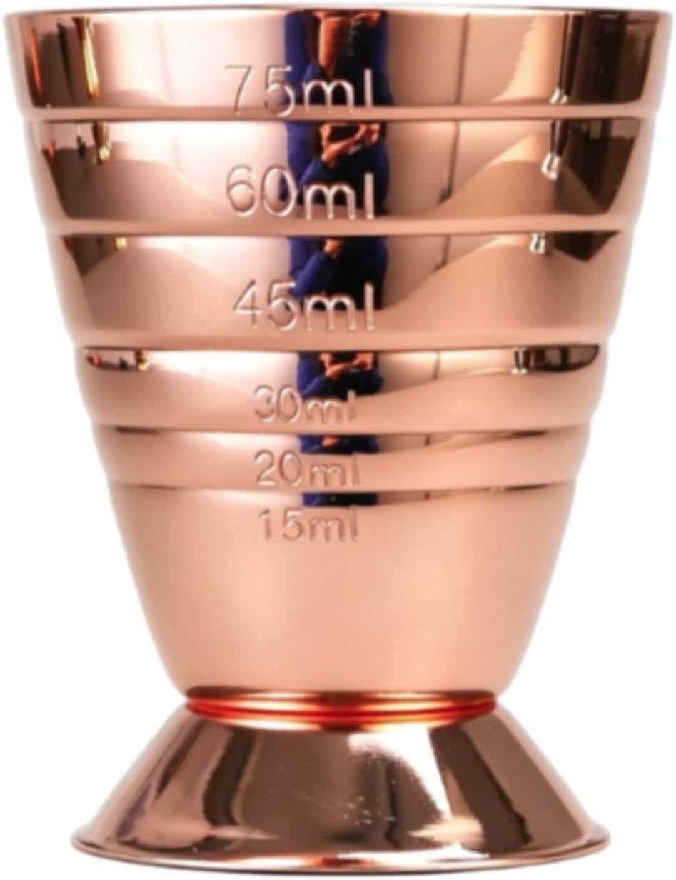 Jigger-cocktailmessbecher, Messglas, Messbehälter Aus Edelstahl 304 Mit Spiegelglanz, Gravierten Graduierungen Und Breitem, Stabilem Boden, 75 Ml, Kupferplattiert