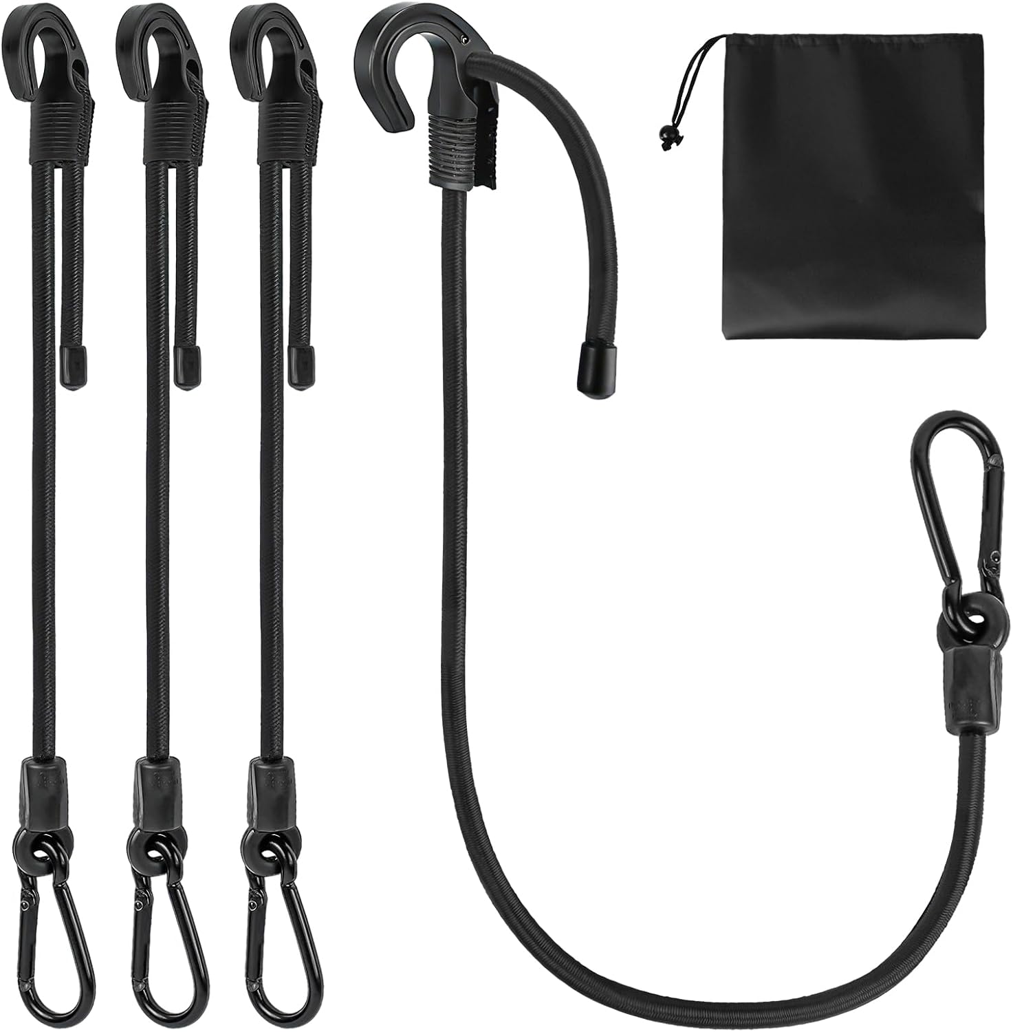 Flintronnic Set Mit 4 Elastischen Bungee-seilen, 100 Cm X 8 Mm, Verstellbare Gummiseile Mit Haken Und Karabiner, Uv-beständig, Vielseitig Einsetzbar, Inklusive Beutel Mit Kordelzug, Für Gepäck Und Cam