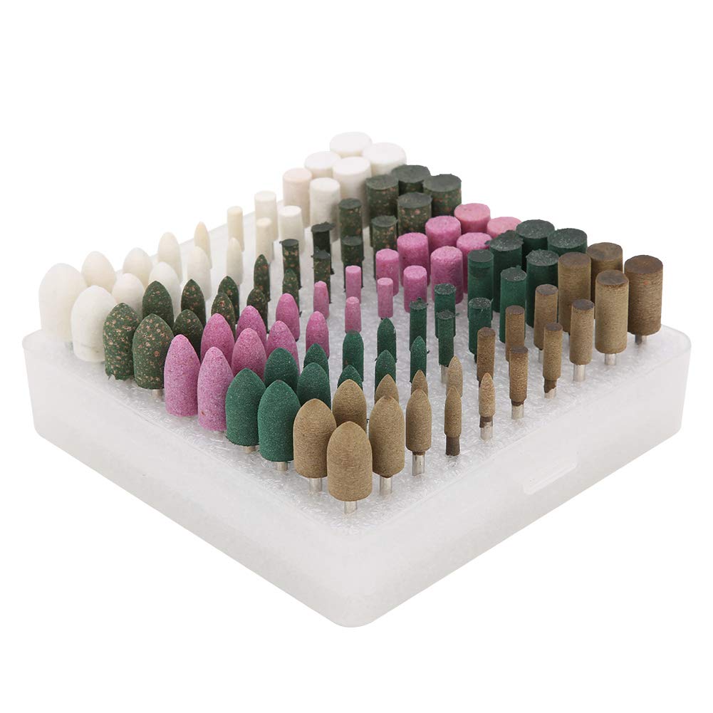 100-teiliges Schleifkopf-set Aus Rotem Korund, 3-mm-schaft, Für Metall, Holz Und Gusseisen. Enthält 5 Verschiedene Schleifscheiben Für Rotationswerkzeuge Zum Schleifen, Polieren Und Polieren.