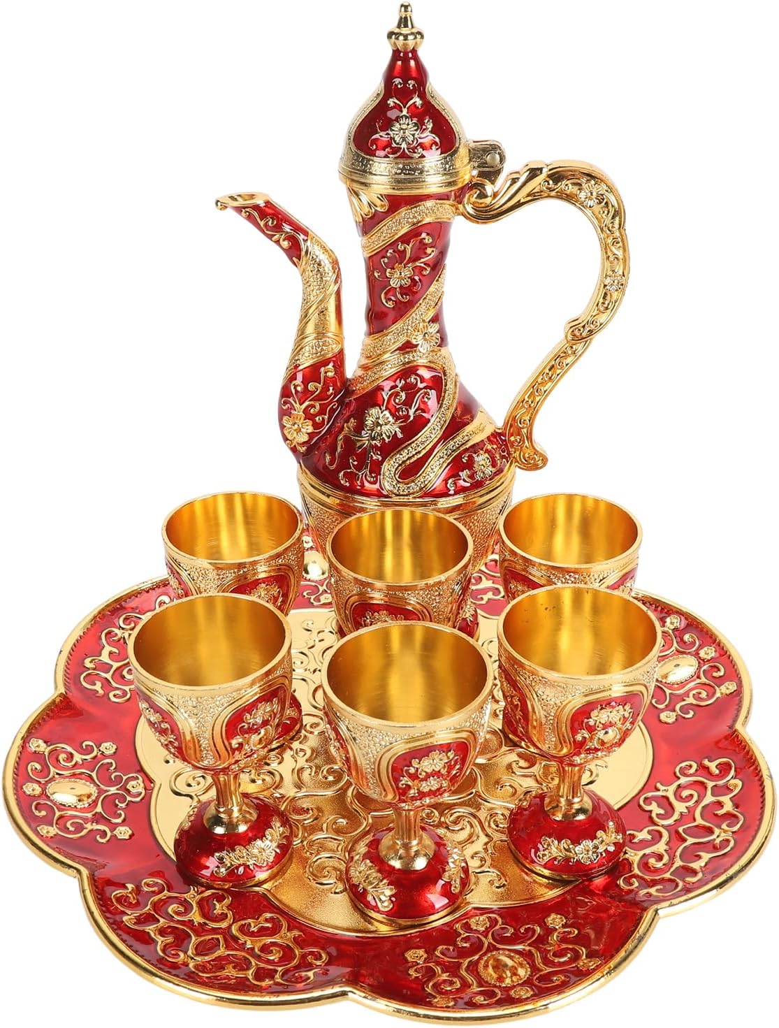 Vintage Türkisches Teeservice, 8-teiliges Set Aus Einer Legierung (1)