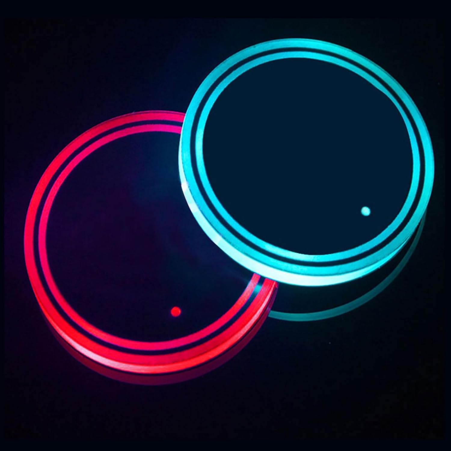 4-teiliges Set Led-untersetzer, Led-auto-untersetzer, Wasserfeste, Runde Acryl-flaschenuntersetzer Mit Beleuchtung, Für Partys, Hochzeiten, Bars Und Geburtstage, Usb-aufladung