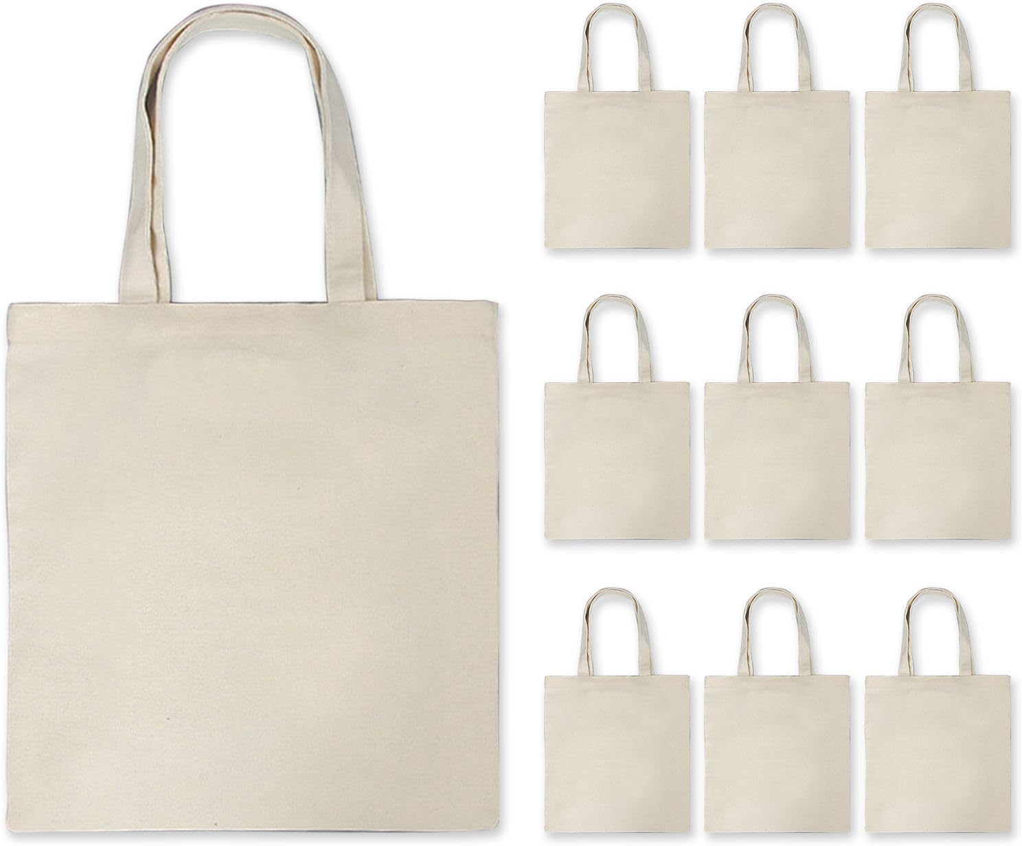 Canvas-tragetaschen, 10 Stück Wiederverwendbare, Einfarbige, Faltbare, Leichte Handtaschen Aus Canvas (beige)