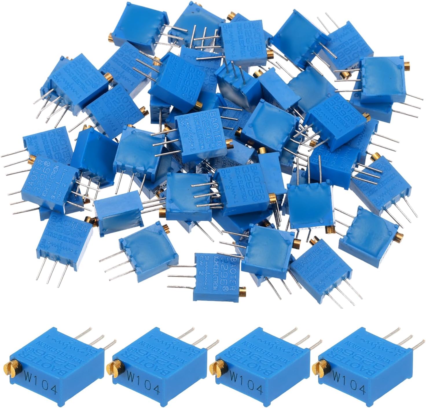 50 Stück Potentiometer, Einstellbar, Multitours, 100 Kω, 3296 W, Einstellbar
