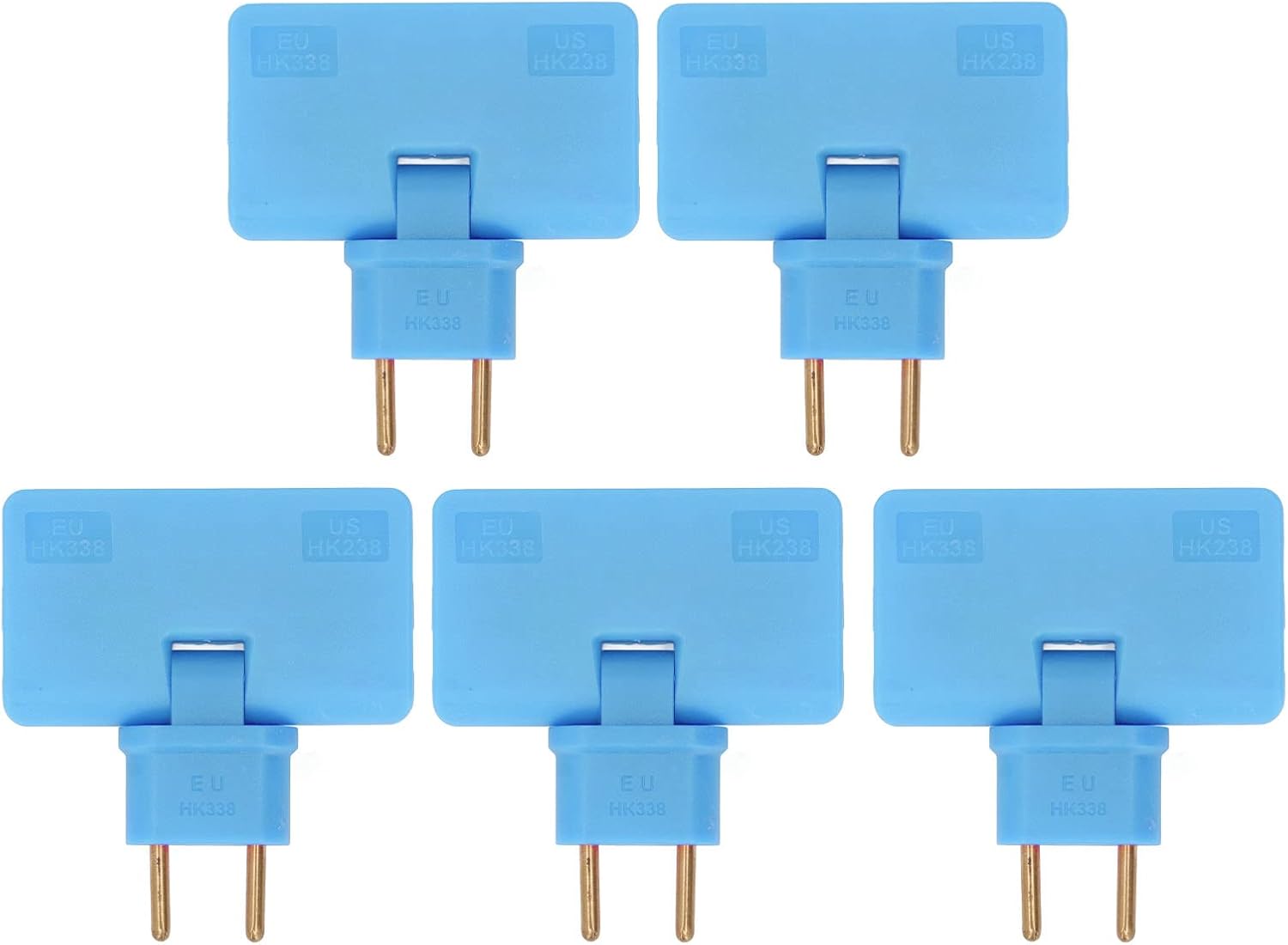 Eu-steckeradapter, Eu-steckeradapter 1 Auf 3, 110-250v-konverter, 5 Stück, 180 Grad Kabellose Verlängerung (blau)