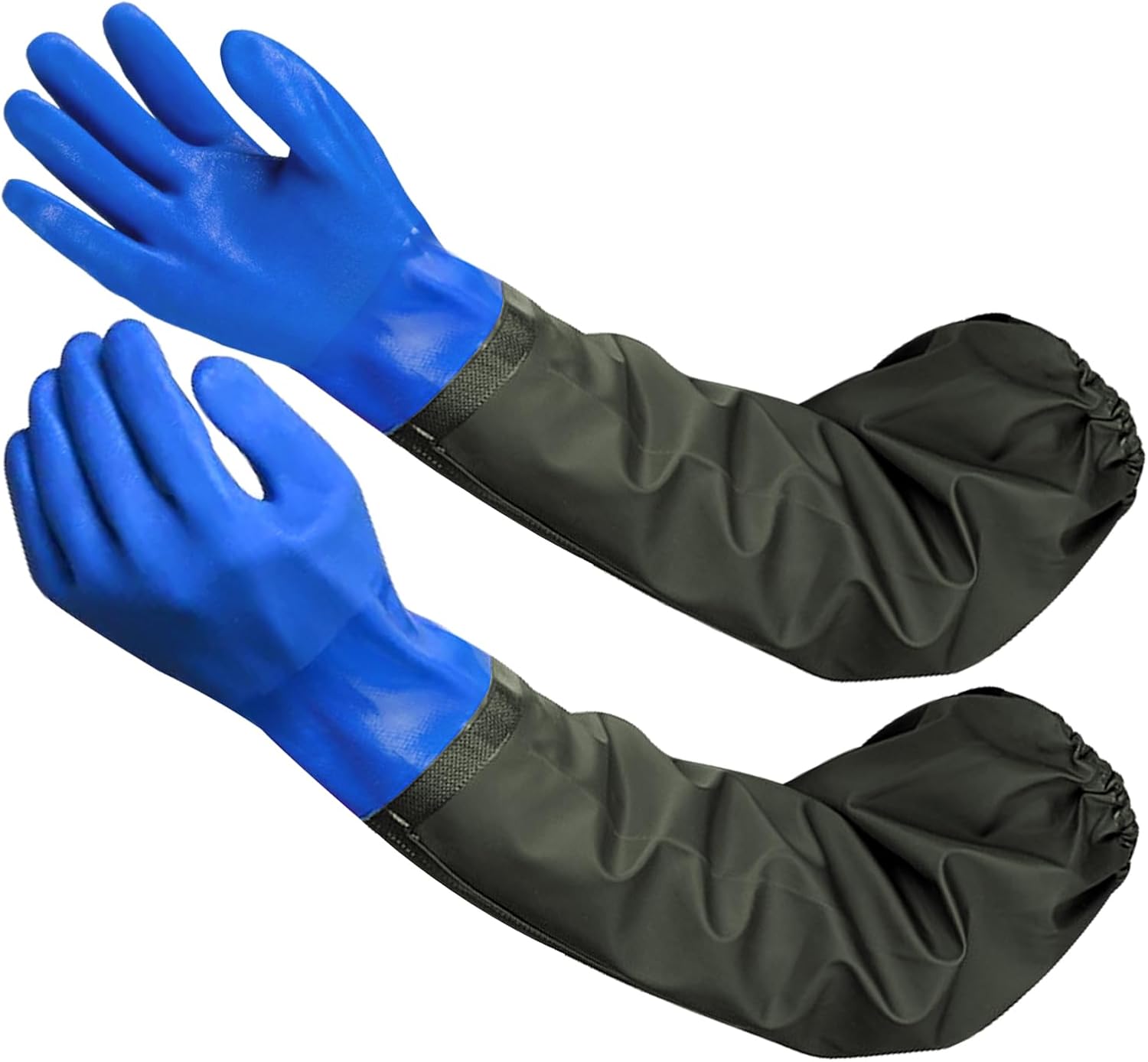 Paar Lange, Wasserdichte Gummihandschuhe, 70 Cm Arbeitshandschuhe