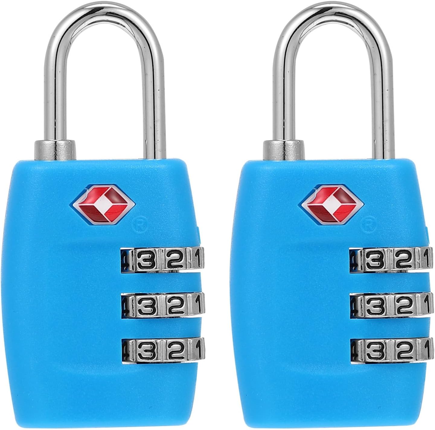 2-teiliges Tsa-gepäckschloss Mit 3-stelliger Nummer Aus Metall Und Polycarbonat, Blau