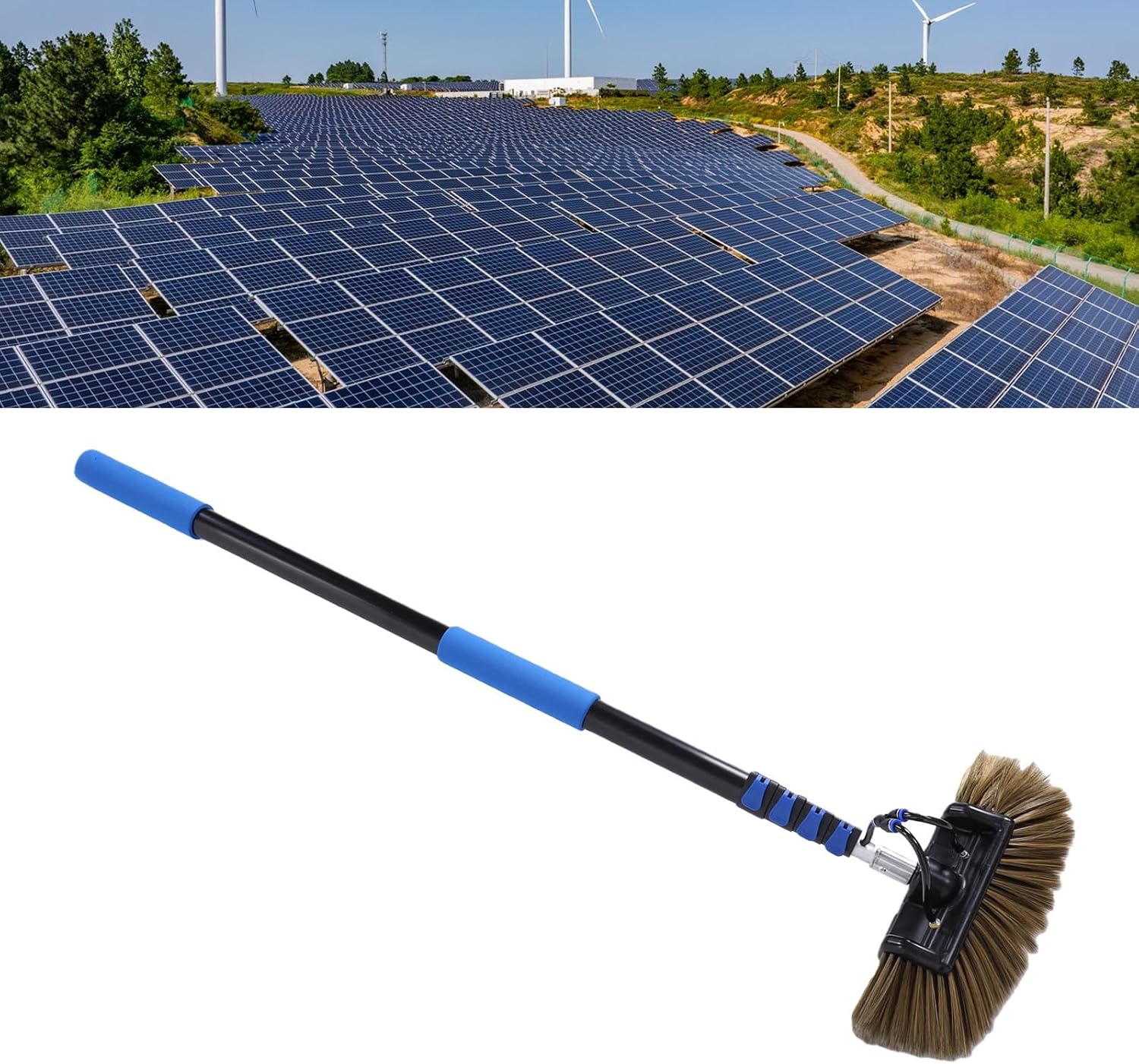Wasserbetriebenes Solarpanel-reinigungsset, 4,8 M Teleskopstange, Robust, Langlebig, Wasserbetriebenes Reinigungsset Für Hohe Dächer Und Fenster, Bürste Mit Verstellbarem Winkel