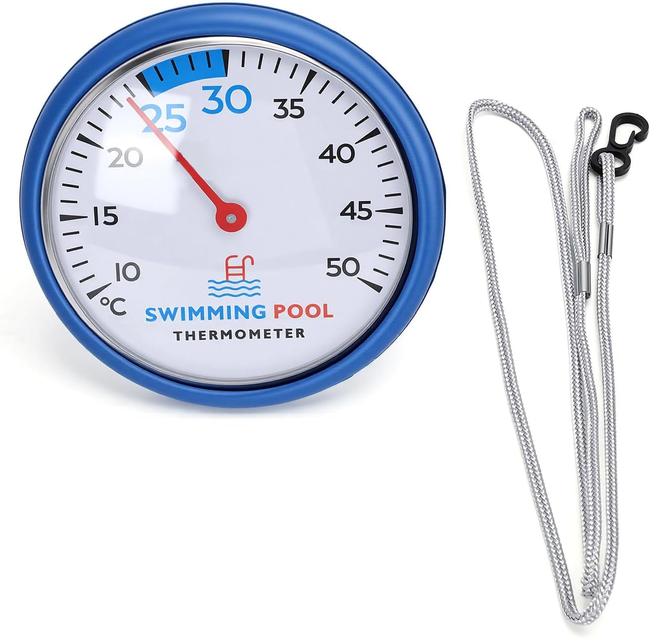 Schwimmendes Poolthermometer, Leicht Ablesbar Mit Sonde Aus Edelstahl 304, Für Schwimmbäder, Whirlpools, Aquarien, 10-50 °c