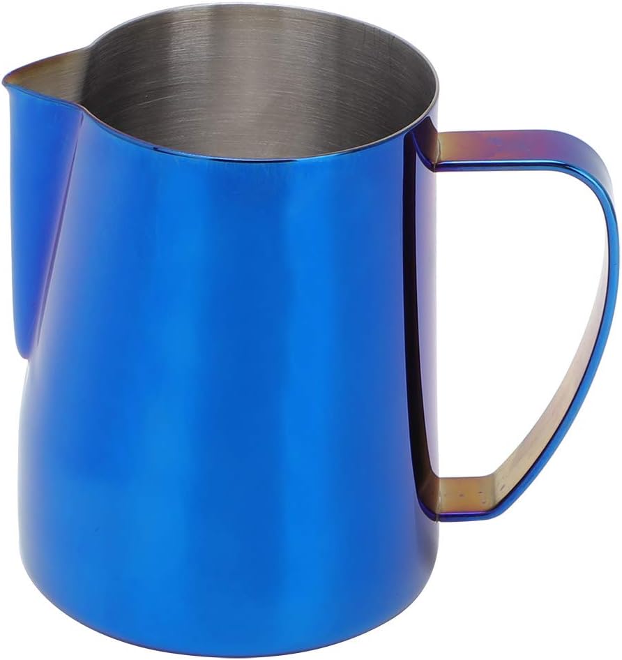 600 Ml Edelstahl-kaffeekanne, Milchaufschäumerbecher Mit Ergonomischem Griff Für Latte Art (blau)