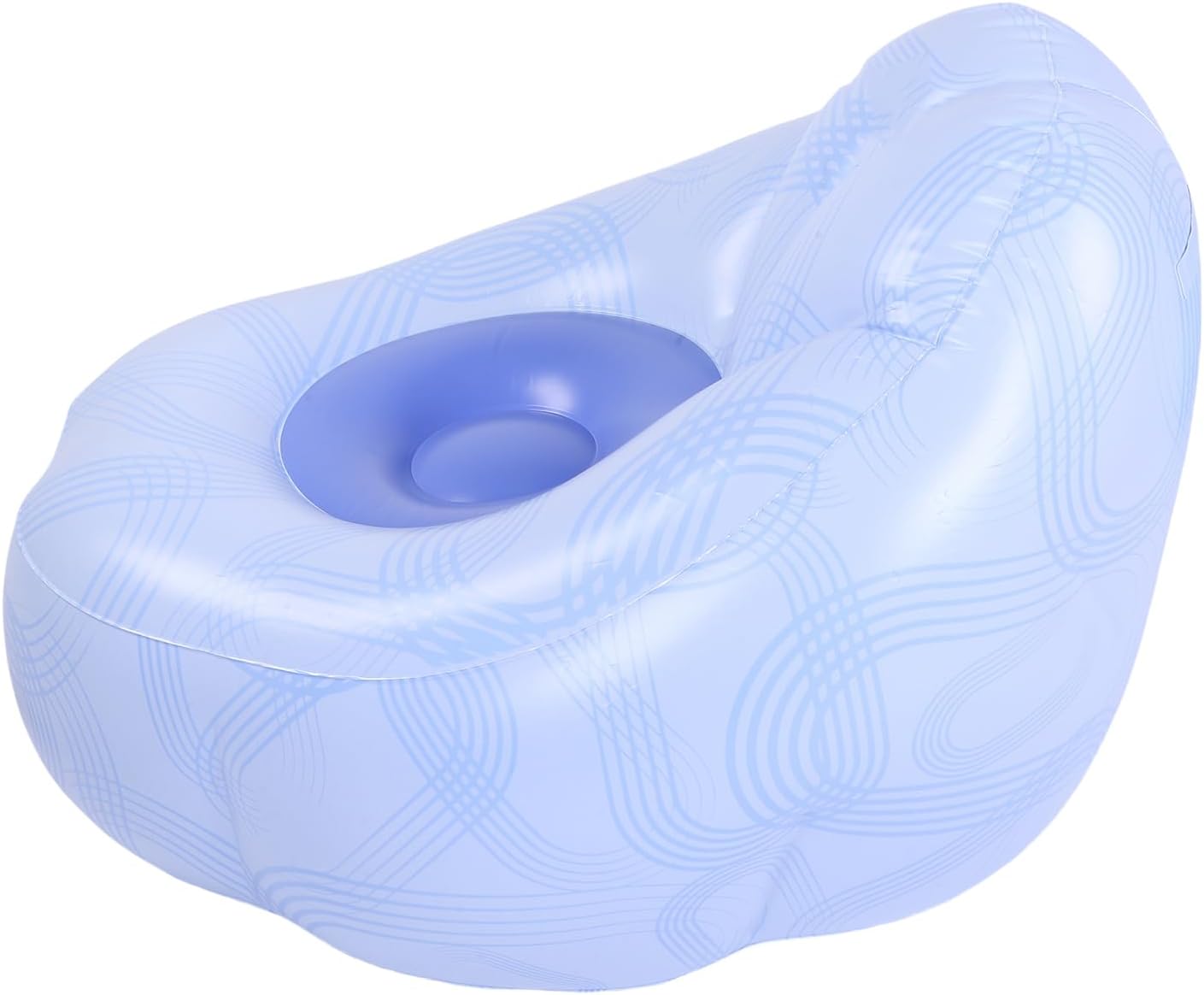 Ergonomischer, Aufblasbarer Pvc-liegestuhl, Tragbares Luftsofa Mit Blauem Linienmuster Für Zuhause, Camping Und Strand