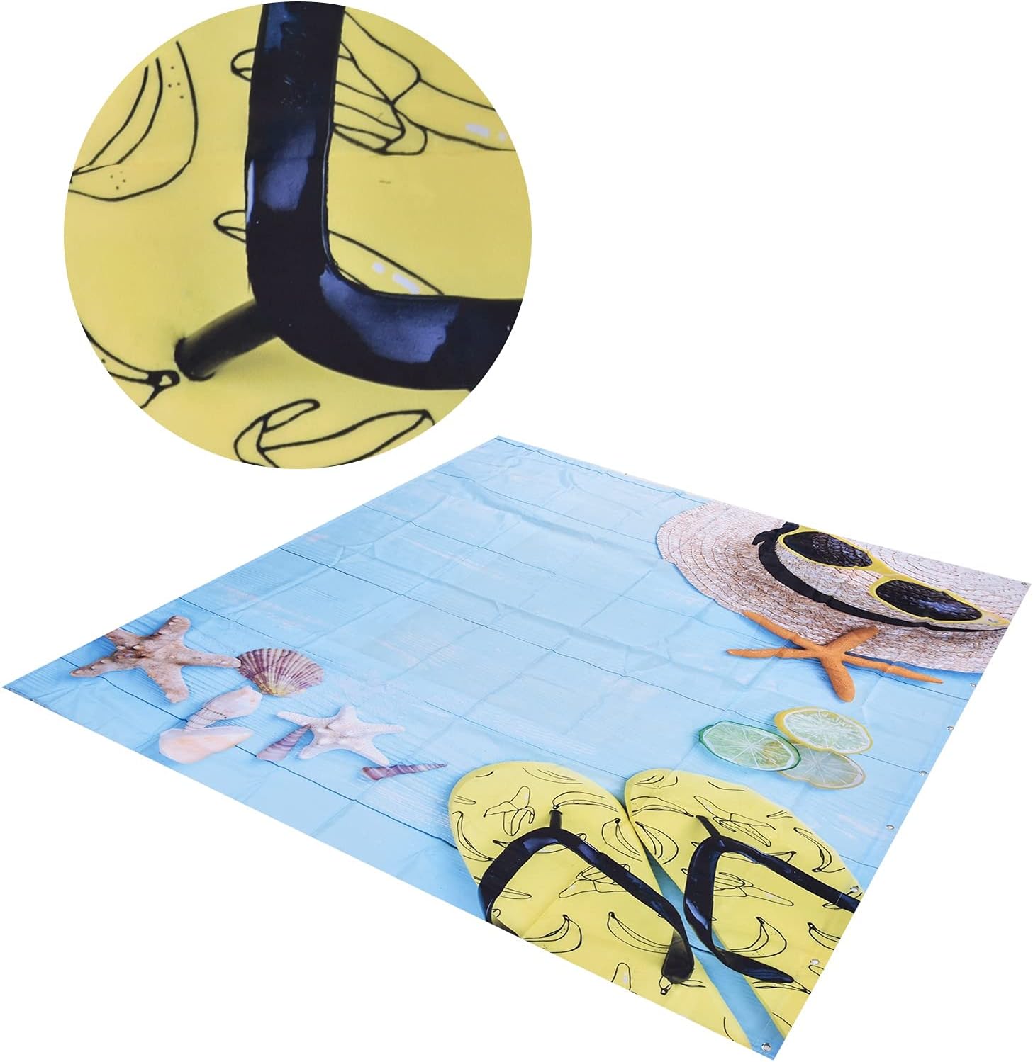 Duschvorhang Mit Strandmuster, 150 X 180 Cm, Wasserdichtes Polyester