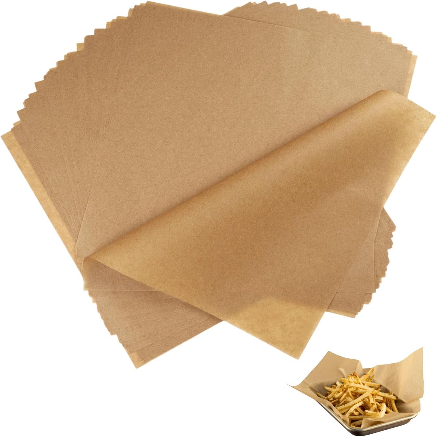 Packung Mit 100 Blatt Backpapier (23 X 33 Cm), Ohne Backpapier, Antihaftbeschichtet, Ungebleicht, Zum Backen, Braten, Grillen, Frittieren Und Kochen