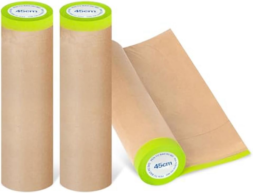 Packung Mit 3 Rollen Vorgeklebtem Abdeckpapier Zum Malen, 45,7 Cm X 15,2 M, Abdeckpapier Zum Malen, Klebeband Und Abdeckmaterial