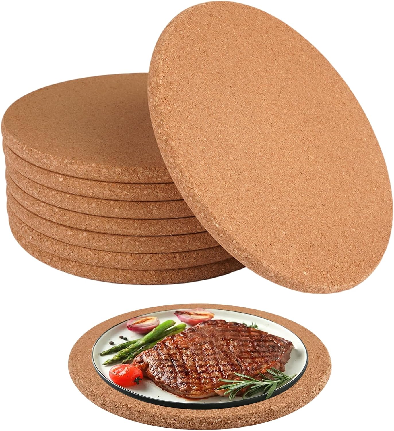 8-teiliges Korkuntersetzer-set, Runde Korkuntersetzer, 19 Cm Durchmesser