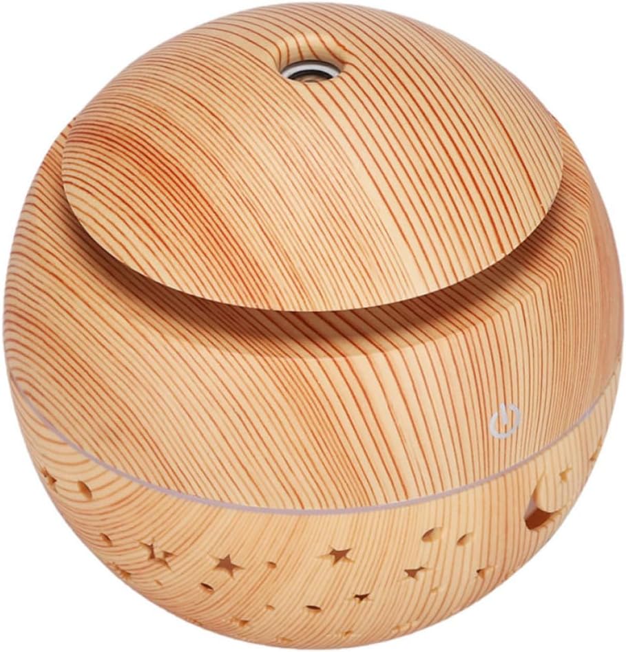 130-ml-usb-luftbefeuchter Für Den Innenbereich Mit Rundem Kugeldesign, Led-ambientebeleuchtung, Tragbarem Und Durchbrochenem Holzdesign Für Zuhause Und Büro
