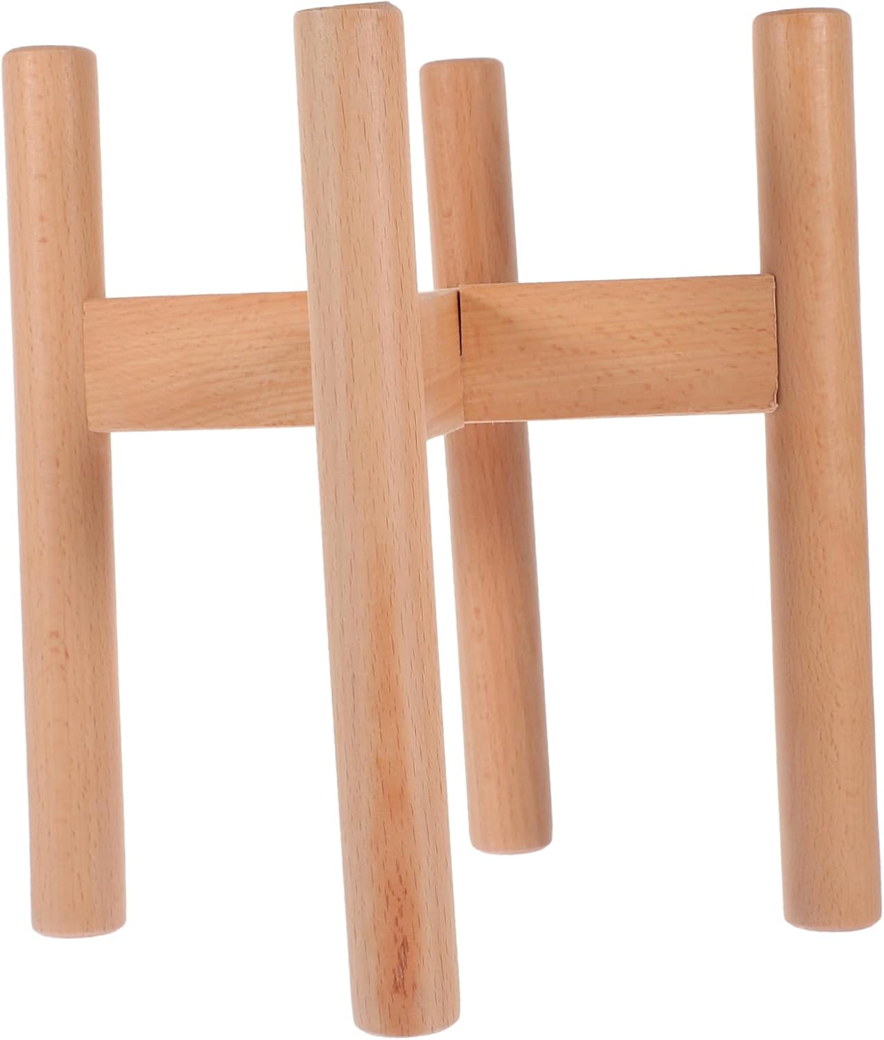 Brauner Pflanzenständer Aus Holz Mit Kreuzstruktur, Minimalistischer Stil