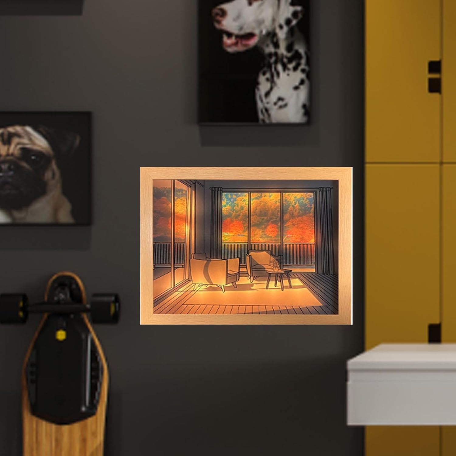 Led-lichtmalerei Mit Modernem, Minimalistischem Kunst-schatteneffekt, Leuchtende Farbe Mit 3 Farbmodi, Usb-betrieben Für Die Dekoration Von Schlaf- Und Wohnzimmer