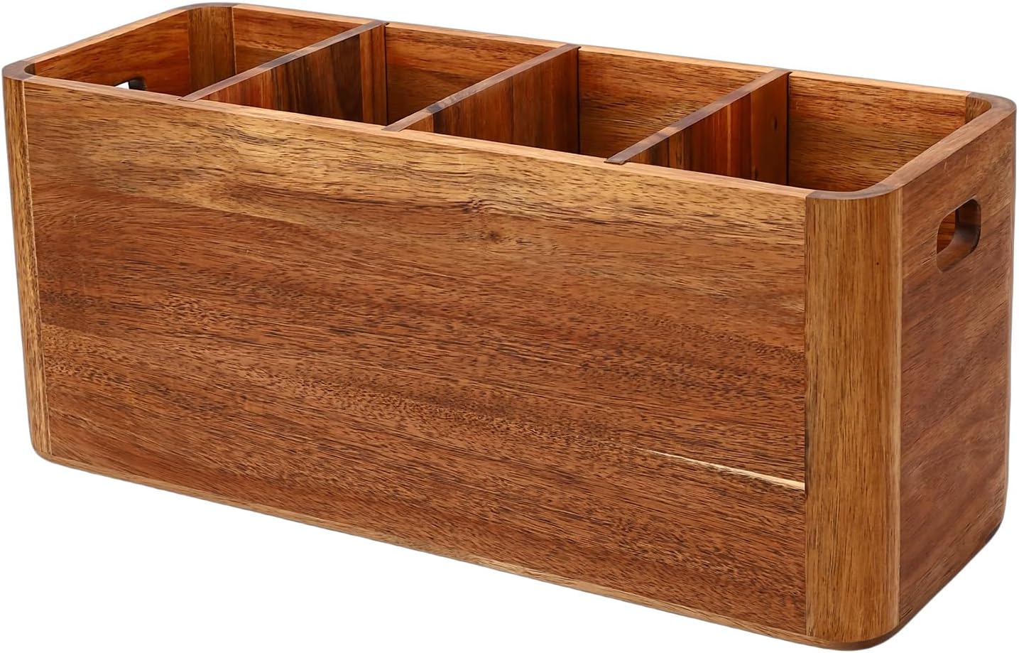Küchenutensilienhalter, Besteckkasten Aus Holz, Aufbewahrung Für Besteck Mit 3 Herausnehmbaren Trennwänden Und 4 Fächern, Ideal Für Löffel, Gabeln Und Pfannenwender
